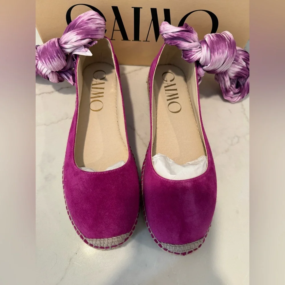 🆕 Gaimo Suede Trellis Laceup Scarf 1” Espadrille Balletcore Soft Girl Boho Chic